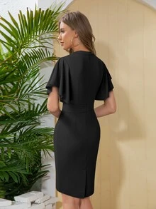 Robe manches papillon - Noir - Voir 2