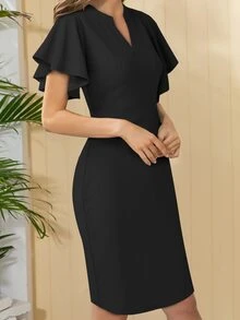 Robe manches papillon - Noir - Voir 4