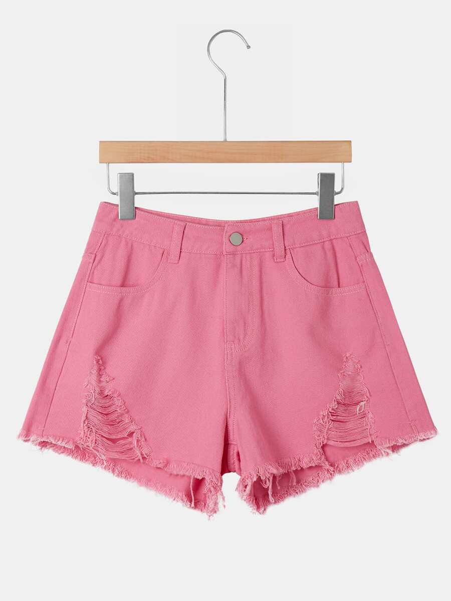 Raw Hem Ripped Shorts