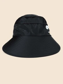 1pc Women Foldable Beaded Mesh Sunhat, Convenient For Outdoor Travel - Black - View 1