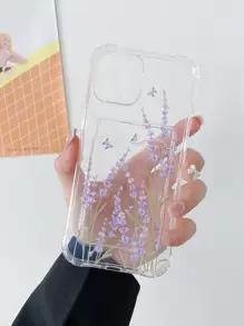 清新薰衣草印花透明卡槽手機殼,適用於iphone 15/15 Pro/15 Plus/15 Pro Max - 無色 - 查看 1