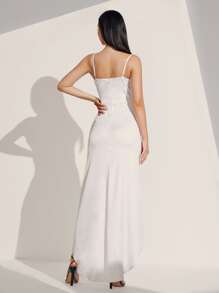 SHEIN Belle Zip Back Split Thigh Wedding Dress