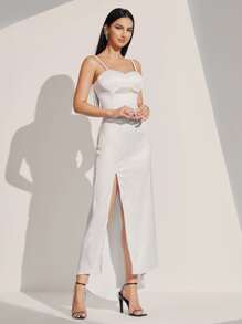 SHEIN Belle Zip Back Split Thigh Wedding Dress