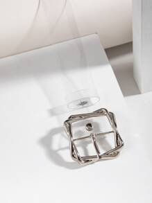 1pc Ladies' Overlap Square Buckle Pu Belt Suitable For Daily Use Summer, School Fall, Autumn, Halloween - Clear - View 3