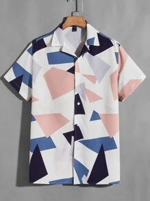 Manfinity Hypemode Men Geo Print Button Front Shirt - Multicolor - View 1