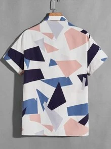 Manfinity Hypemode Men Geo Print Button Front Shirt - Multicolor - View 2