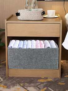 1pc Pants Storage Box, Grey Linen Clothes Storage Box, Clothing Organizer For Home - Grey - View 2