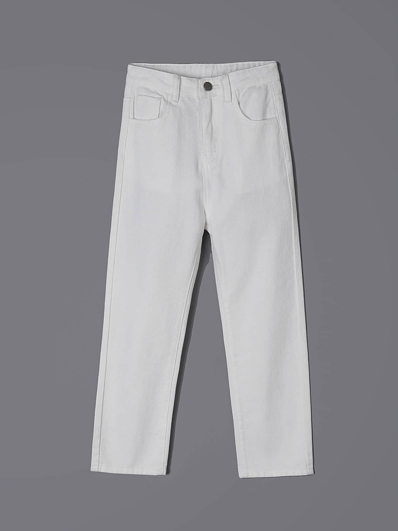 Boys Slant Pocket Straight Leg Jeans - White - View 1