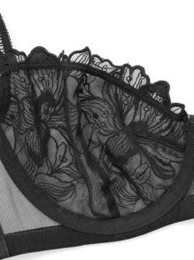 WINGSLOVE Floral Sheer Lace Bra - Black - View 5