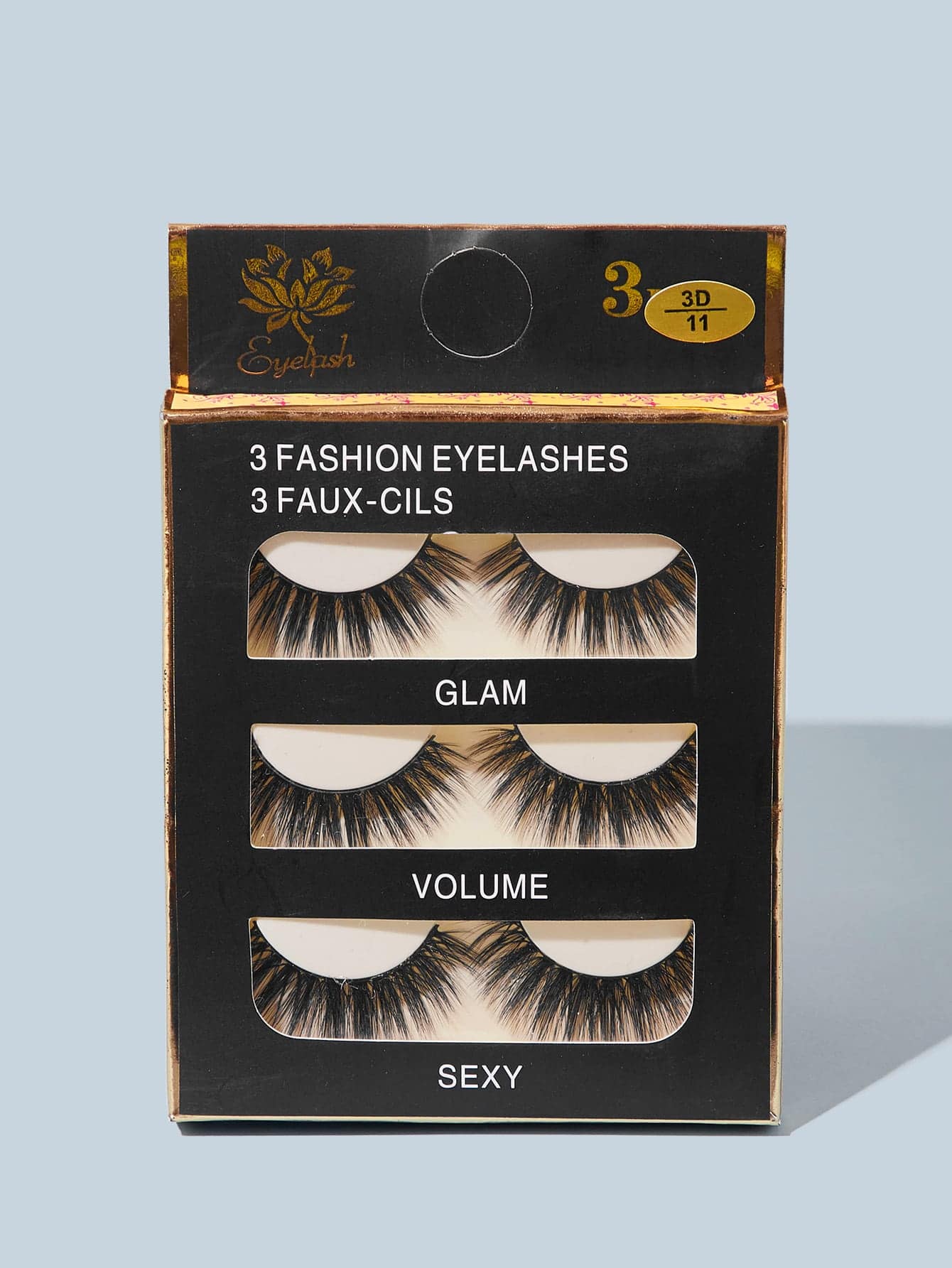 Bộ lông mi giả mô phỏng cao 3D, 3 cặp lông mi dày để sử dụng hàng ngày - màu đen - Xem 1