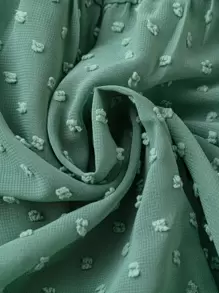 SHEIN LUNE 大碼V領圓點雪紡連衣裙