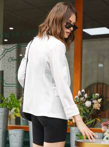 SHEIN Frenchy Shawl Collar Single Button Blazer Elegant White White - White - View 2