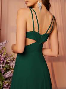 SHEIN Belle 十字交叉鏤空及地連衣裙 - 墨綠色 - 查看 6