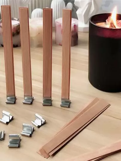 10pcs Wood Chip & 10pcs Clip Set, Candle Wick Maker, For Candle DIY