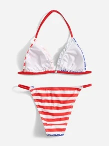 Tween Girl In Cờ Mỹ Dây Tam Giác Thông Bikini Set Đi Biển Mùa Hè - Nhiều màu - Xem 2