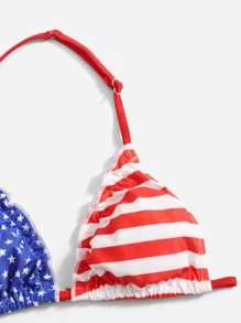 Tween Girl In Cờ Mỹ Dây Tam Giác Thông Bikini Set Đi Biển Mùa Hè - Nhiều màu - Xem 5