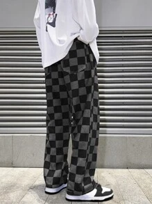 男士棋盤格男友牛仔褲 - 彩色 - 查看 3