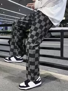 男士棋盤格男友牛仔褲 - 彩色 - 查看 1