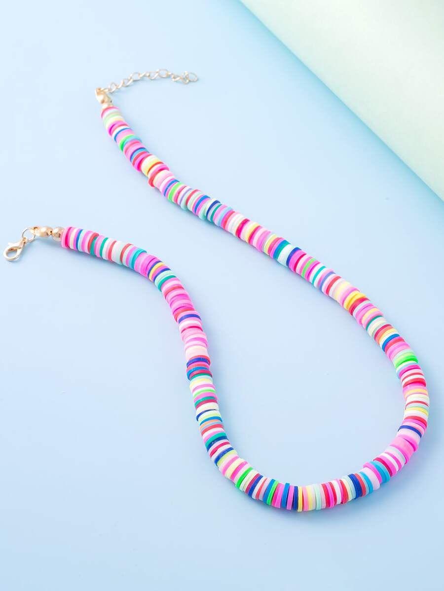 1 Pieza Collar De Arcilla Polimérica Colorido Dulce Y Sencillo Para Niños - Multicolor - Ver 1