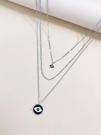 Collar Multicapa Con Colgante De Ojo