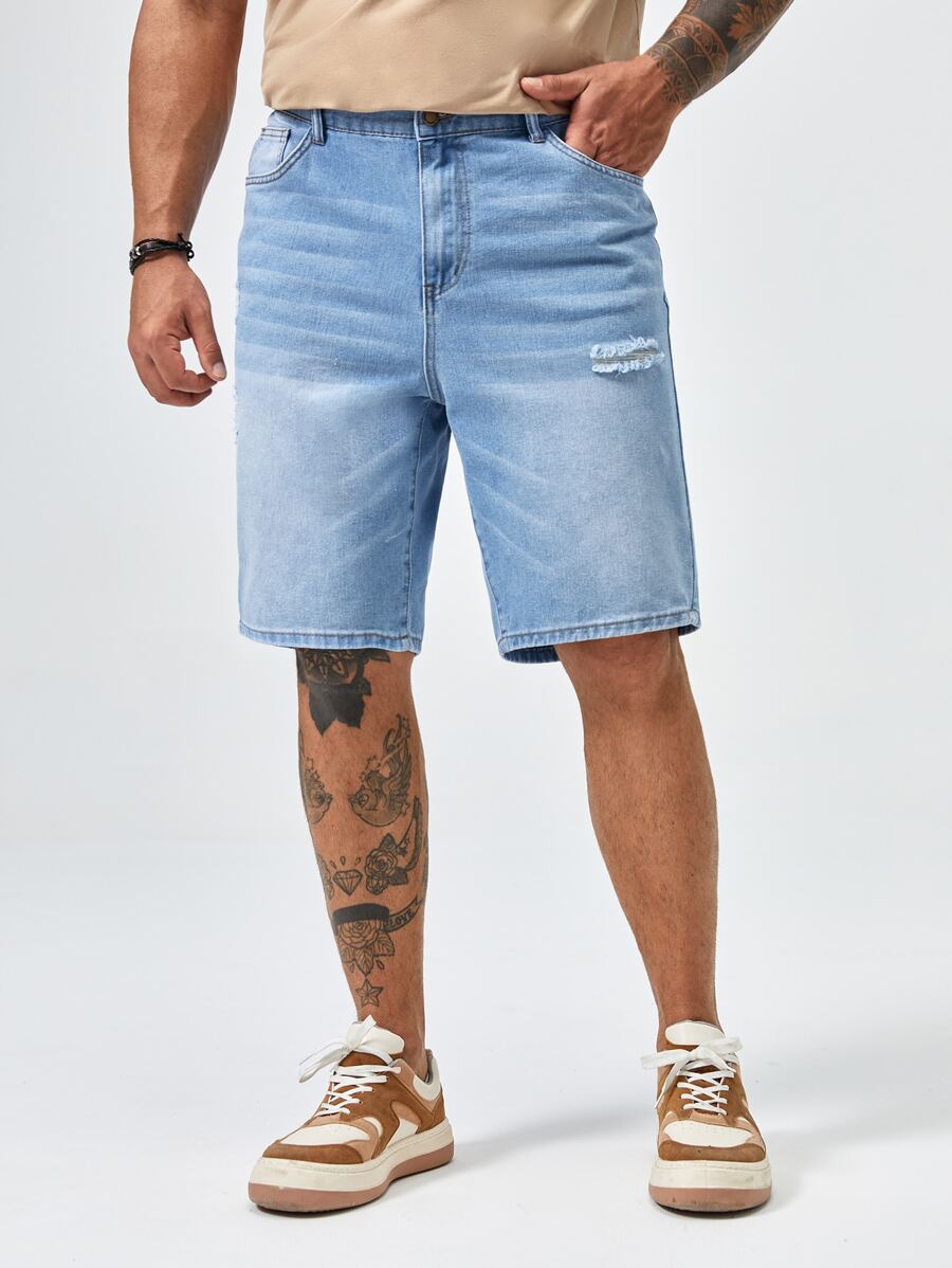 Manfinity Hombres Shorts en mezclilla desgarro