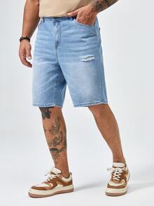 Manfinity Hombres Shorts en mezclilla desgarro