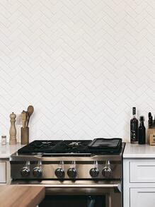 Thickened Waterproof 3D Solid Color Tile Pattern Kitchen Wallpaper - White - View 1