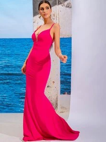 LOVE&LEMONADE 拉鍊露背魚尾裙下擺正式連衣裙