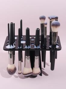 RANCAI 1pc Foldable 28-Slot Acrylic Makeup Brush Drying Rack, Tree-Shaped Holder Display Stand, Suitable For Makeup Artists, Acrylic Nail Brushes And Makeup Enthusiasts - Black - View 1