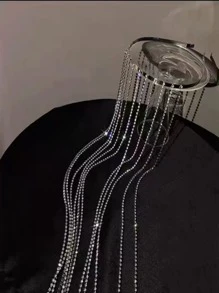 Diadema con diamante de imitación con diseño de fleco - Plateado - Ver 2