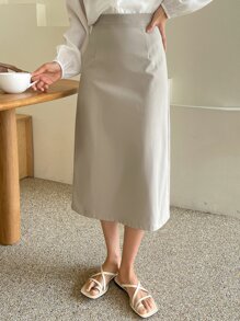 DAZY Váy suông xẻ lưng - Màu Khaki - Xem 1