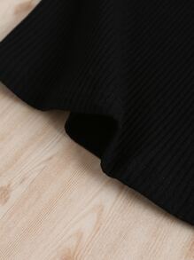 SHEIN Toddler Girl Dobby Mesh Puff Sleeve Tee And Ripped Jeans - Multicolor - View 3