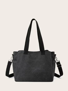 Women's Multifunctional Shoulder Tote Bag With Multiple Compartments For Laptop - Black - View 1