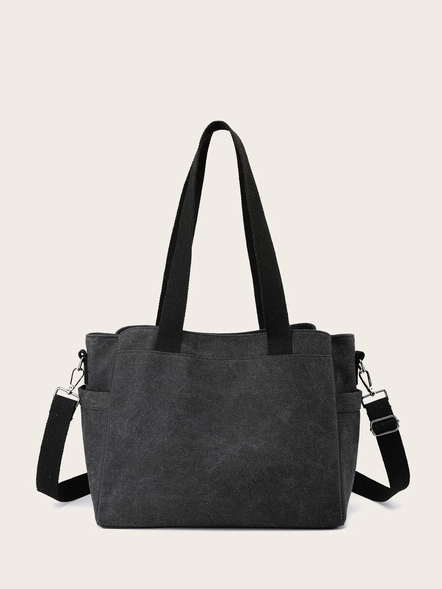 Women's Multifunctional Shoulder Tote Bag With Multiple Compartments For Laptop - Black - View 1