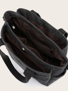 Women's Multifunctional Shoulder Tote Bag With Multiple Compartments For Laptop - Black - View 6