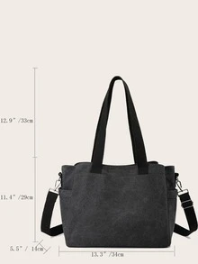 Women's Multifunctional Shoulder Tote Bag With Multiple Compartments For Laptop - Black - View 7
