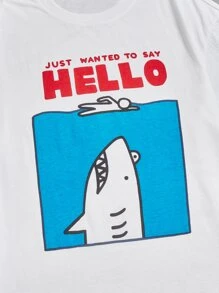 EVERYDAYFISH Camiseta con estampado de tiburón para hombre, escuela - Blanco - Ver 3