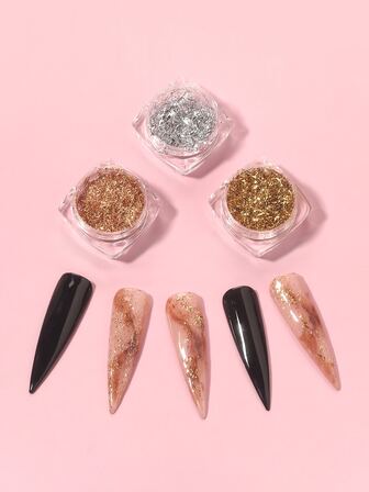 3boxes Golden Foil Nail Art Decoration