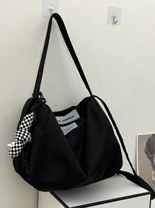 Large Capacity Square Shoulder Bag With Pendant