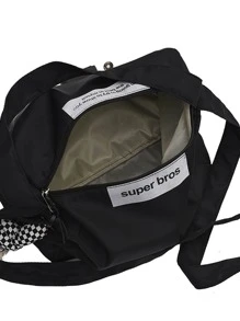 Large Capacity Square Shoulder Bag With Pendant