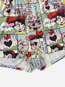 SHEIN EZwear Plus Pop Art Print Shorts - Multicolor - View 3