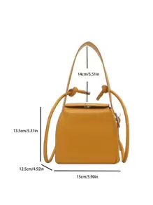 迷你帶扣細節按扣水桶包 - 黃色 - 查看 3