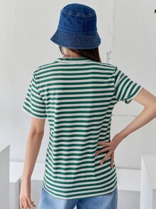 DAZY 條紋印花圓領t恤 - 彩色 - 查看 3