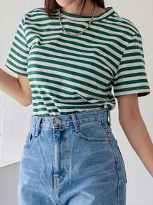 DAZY 條紋印花圓領t恤 - 彩色 - 查看 6
