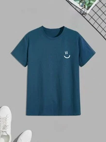 Manfinity Hypemode Men Cartoon Face Print Tee - Navy Blue - View 1