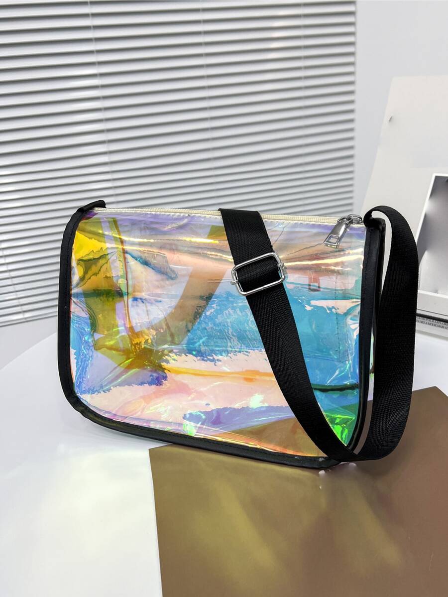 Holographic Clear Crossbody Bag - Clear - View 1