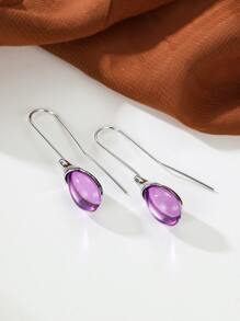 水滴裝飾耳環 - 紫色 - 查看 4