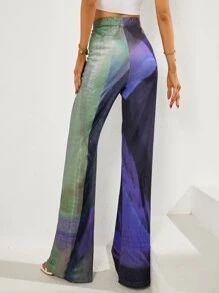 SHEIN Unity Tie Dye Flare Leg Trousers - Multicolor - View 2