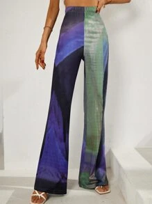 SHEIN Unity Tie Dye Flare Leg Trousers - Multicolor - View 4