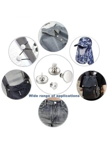 6pcs Detachable Jeans Pin Button, Stud Free Zinc Alloy Button, Waist Change Size Adjustment Sewing Free Button - Silver - View 7